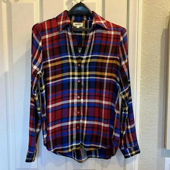 EUC L’Agence Tyler Holly Blue Red Plaid Lightweight Button Down Shirt Sz XS - Picture 4 of 11